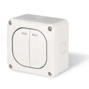 Imagine Întrerupător dublu aplicat 10A IP66 alb Protecta – SCAME | 137.5021