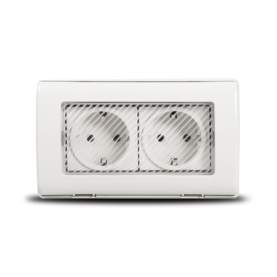 Imagine Priză dublă Schuko aplicată 16A IP55 gri PT IP55 - TOTAL GREEN | 1205.101