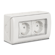 Imagine Priză dublă Schuko aplicată 16A IP55 gri PT IP55 - TOTAL GREEN | 1205.101