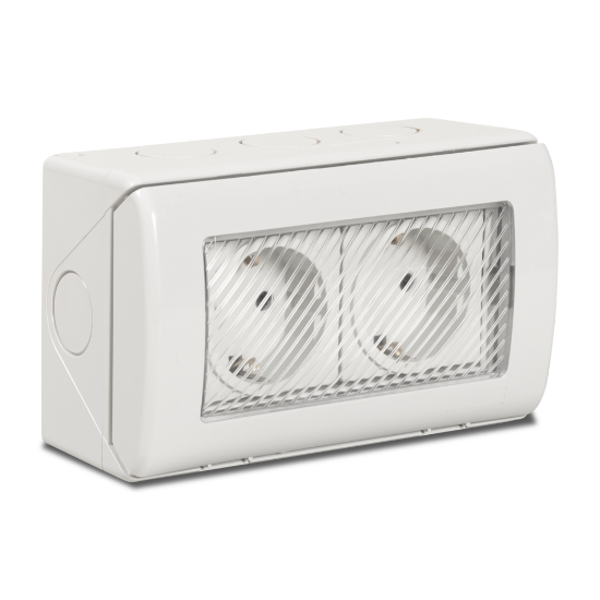 Imagine Priză dublă Schuko aplicată 16A IP55 gri PT IP55 - TOTAL GREEN | 1205.101