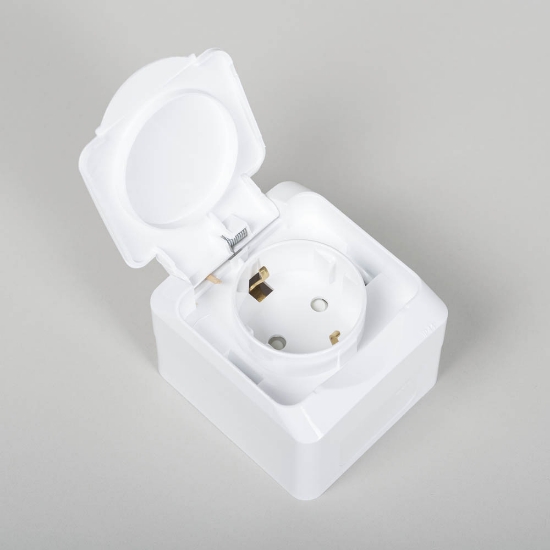 Imagine Priză Schuko aplicată 16A IP44 alb Cedar - SCHNEIDER | WDE000541