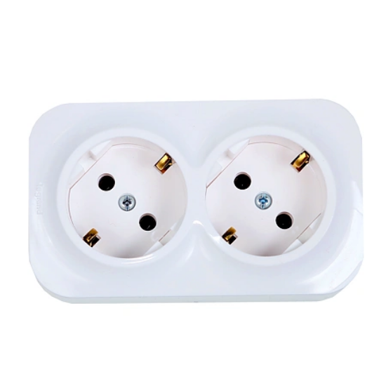 Imagine Priză dublă Schuko aplicată 16A alb Forix - LEGRAND