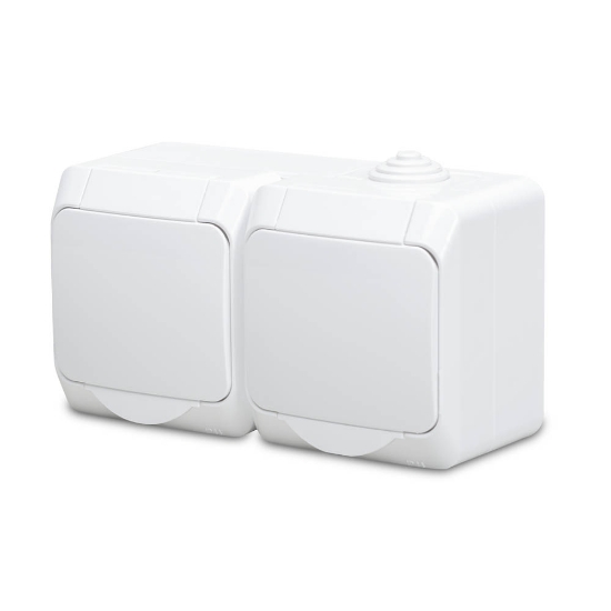 Imagine Priză dublă Schuko aplicată 16A IP44 alb Cedar - SCHNEIDER | WDE000523