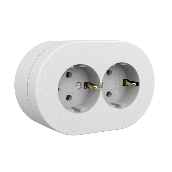 Imagine Priză dublă Schuko aplicată 16A IP54 gri Xone - OVIVO | 406-010000-907