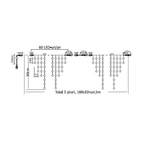 Imagine Turtur Luminos 180 LED-uri Albastru 5X0.8M IP44