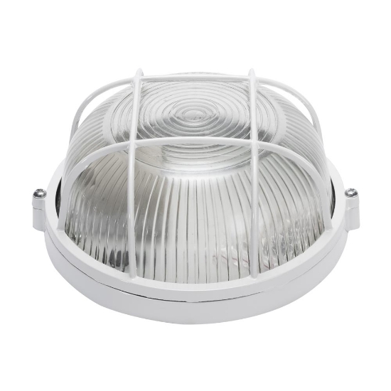 Imagine Corp BAT E27 Rotund Alb IP54 Dispersor Sticla+Grilaj - NOVELITE