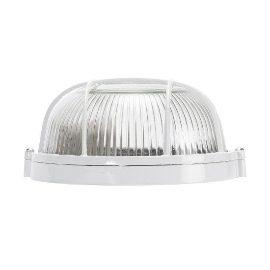 Imagine Corp BAT E27 Rotund Alb IP54 Dispersor Sticla+Grilaj - NOVELITE