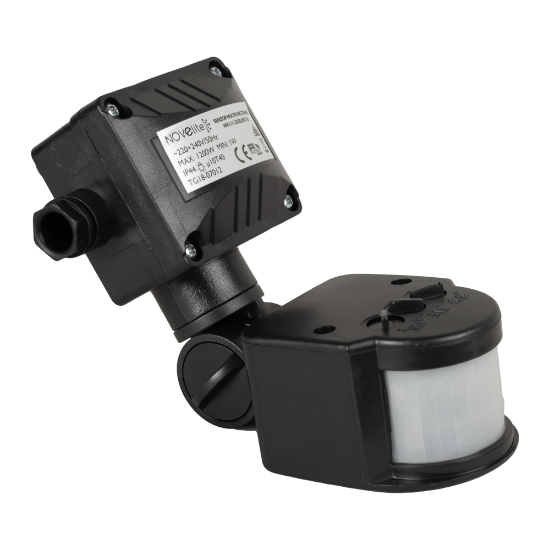 Imagine Senzor Miscare PT Negru JQ35 180° 1200W 2-12m IP44 - NOVELITE