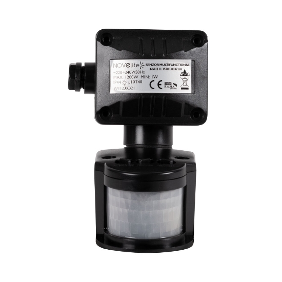 Imagine Senzor Miscare PT Negru JQ35 180° 1200W 2-12m IP44 - NOVELITE