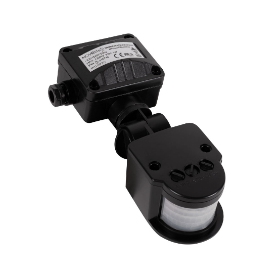 Imagine Senzor Miscare PT Negru JQ35 180° 1200W 2-12m IP44 - NOVELITE