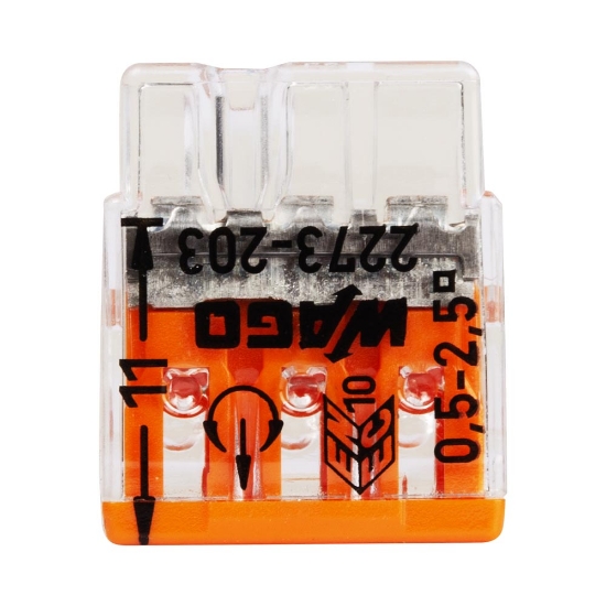 Imagine Clemă legătură 3 conductoare FY 0,5-2,5mm² – WAGO | 2273-203