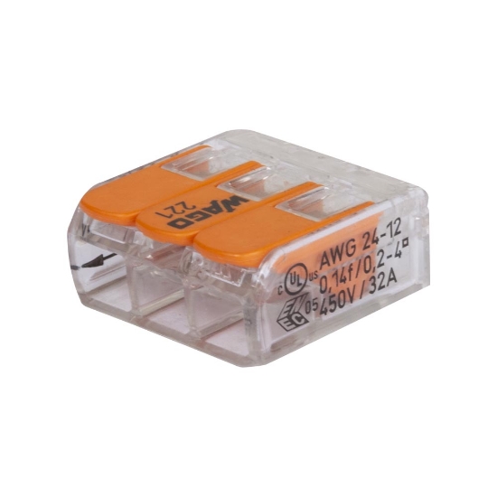 Imagine Clemă legătură 3 conductoare FY/MYF 0,2-4mm² – WAGO | 221-413