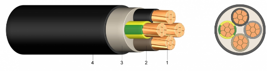 Imagine Cablu fără halogen cupru, N2XH 5x4 mm² B2ca