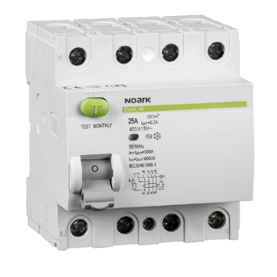 Imagine Întreruptoare diferențiale Ex9L-N 4P 40A 100mA, 108336, Noark