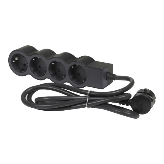 Imagine Prelungitor 4 prize Schuko 3x1,5mm² 3m negru – LEGRAND | 694562