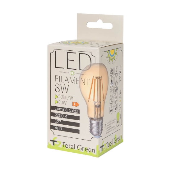 Imagine Bec LED EVO17 Filament A60 8W E27 2200K Auriu