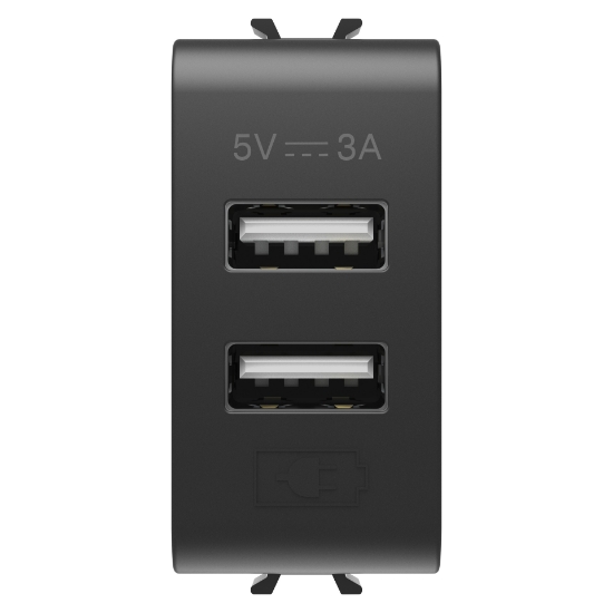 Imagine Priză 2xUSB 3A 1M negru Chorus – GEWISS | GW12447