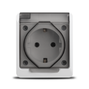 Imagine Priză Schuko cu capac aplicată 16A IP54 gri - NOVELITE | 1204.011