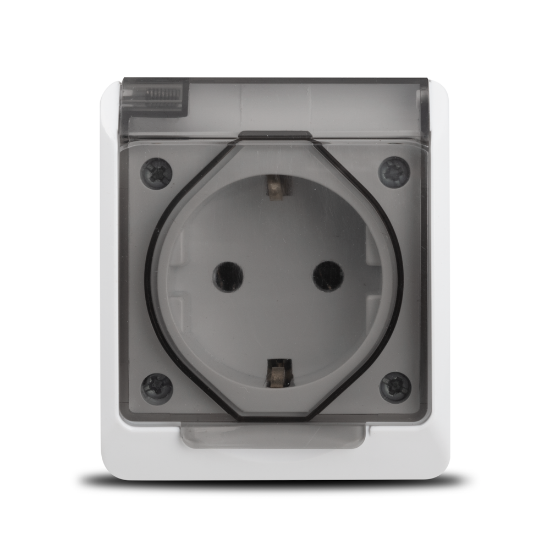 Imagine Priză Schuko cu capac aplicată 16A IP54 gri - NOVELITE | 1204.011