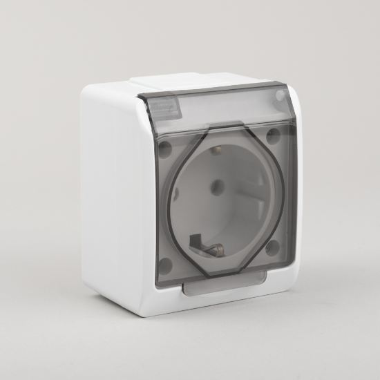 Imagine Priză Schuko cu capac aplicată 16A IP54 gri - NOVELITE | 1204.011