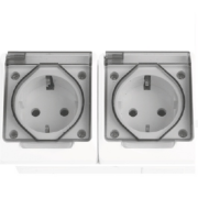 Imagine Priză dublă Schuko aplicată 16A IP54 gri - NOVELITE | 1205.011
