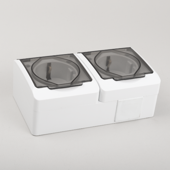 Imagine Priză dublă Schuko aplicată 16A IP54 gri - NOVELITE | 1205.011