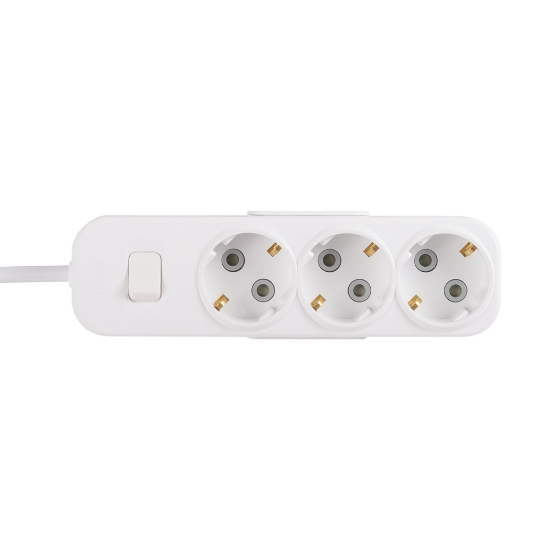Imagine Prelungitor 3 prize Schuko cu întrerupător 3x1,5mm² 2m alb Myra – EL-BI