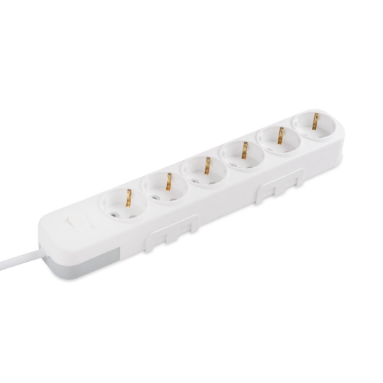 Imagine Prelungitor 6 prize Schuko cu întrerupător 3x1,5mm² 3m alb Myra – EL-BI
