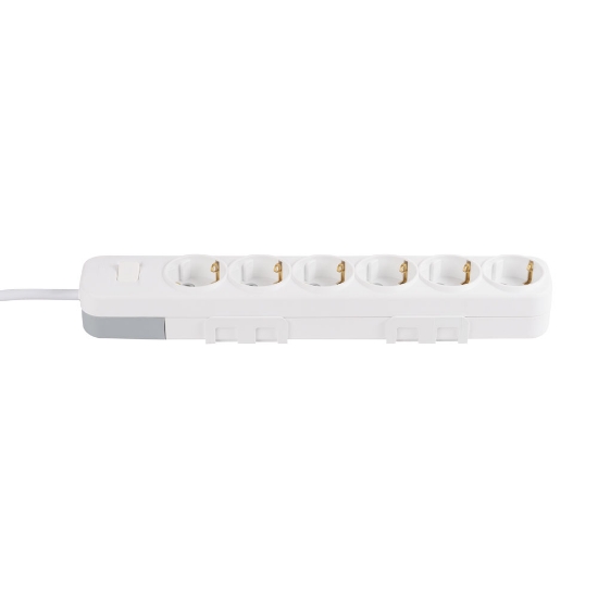 Imagine Prelungitor 6 prize Schuko cu întrerupător 3x1,5mm² 3m alb Myra – EL-BI