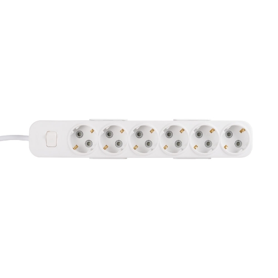 Imagine Prelungitor 6 prize Schuko cu întrerupător 3x1,5mm² 3m alb Myra – EL-BI