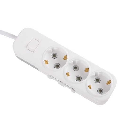 Imagine Prelungitor 3 prize Schuko cu întrerupător 3x1,5mm² 5m alb Myra – EL-BI