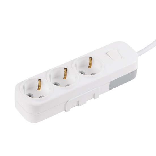 Imagine Prelungitor 3 prize Schuko cu întrerupător 3x1,5mm² 5m alb Myra – EL-BI