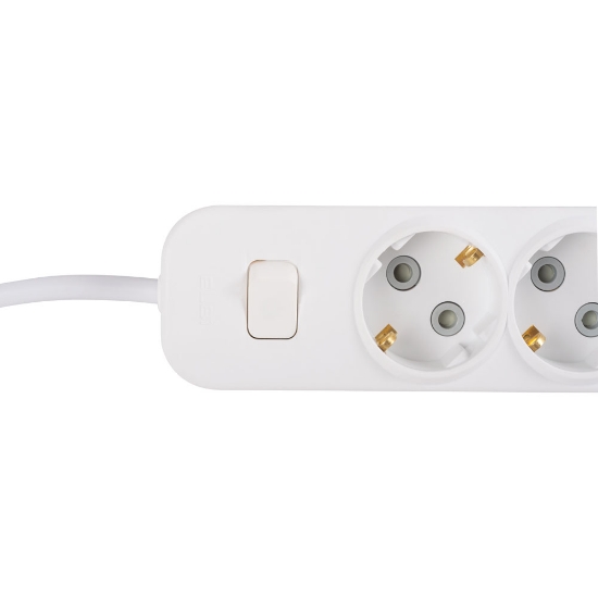 Imagine Prelungitor 3 prize Schuko cu întrerupător 3x1,5mm² 5m alb Myra – EL-BI
