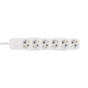 Imagine Prelungitor 6 prize Schuko cu întrerupător 3x1,5mm² 5m alb Myra – EL-BI