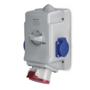 Imagine Priză industrială aplicată 3P+N+E+2×Schuko 16A IP44 – SCAME | 513.1657-1DNS