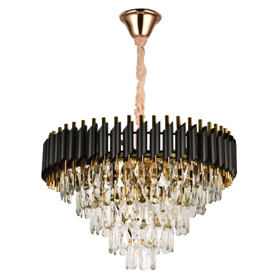 Imagine Candelabru Cristal 9XE14 IP20, negru si auriu, Erste