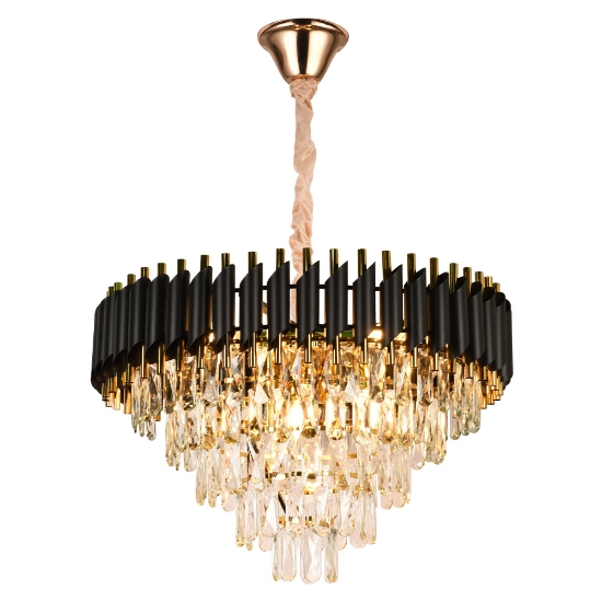 Imagine Candelabru Cristal 9XE14 IP20, negru si auriu, Erste