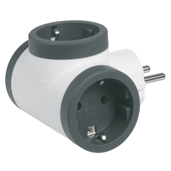 Imagine Adaptor 3 prize laterale 16A alb-gri – LEGRAND | 694520