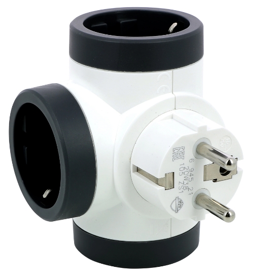 Imagine Adaptor 3 prize laterale rotativ 16A alb-gri – LEGRAND | 694521