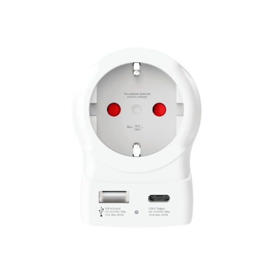 Imagine Adaptor de călătorie SKROSS, „Europe to UK”, USB-C   USB-A (20 W PD, încărcare rapidă, alb)