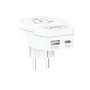 Imagine Adaptor de călătorie SKROSS, „World to Europe”, USB-C   USB-A (20 W PD, încărcare rapidă, alb)