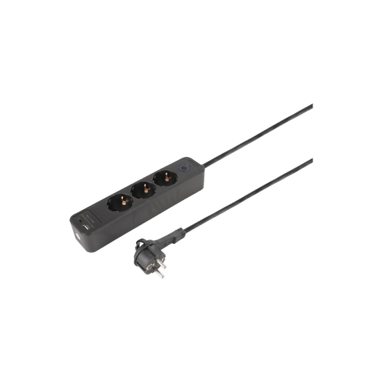 Imagine Priză multiplă ETM, 3 prize, comutabilă, neagra, USB-A, priză USB-C