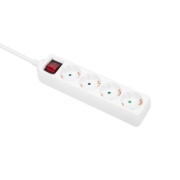 Imagine Cu comutator de distribuție cu 4 prize, cablu de 1,5 m, alb, cu blocare pentru copii, Q-LINK