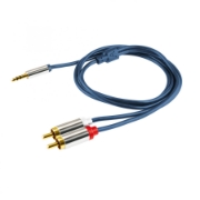 Imagine Cablu audio, mufă stereo metalic 3,5 mm - 2 prize metalice RCA, 1 m