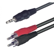 Imagine Cablu audio, mufă stereo metalic 3,5 mm - 2 prize RCA, 5 m