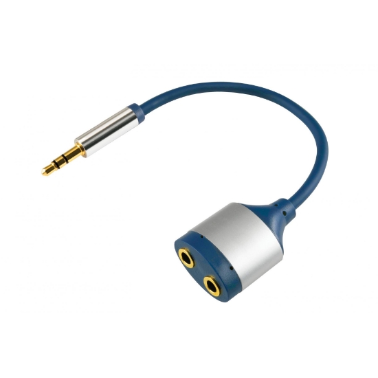 Imagine Distribuitor audio, mufă stereo metalic 3,5 mm - 2x prize stereo metalice 3,5 mm, 0,15 m