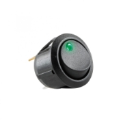 Imagine comutator basculant, 1 circuit, 12V cu LED, verde