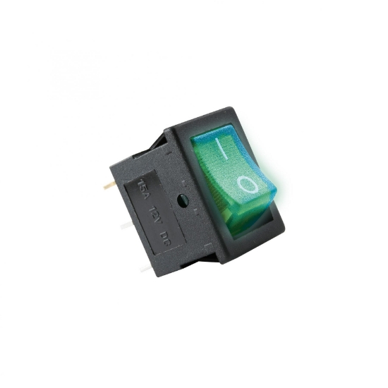 Imagine Comutator basculant cu bec, 12V, 1 circuit, verde