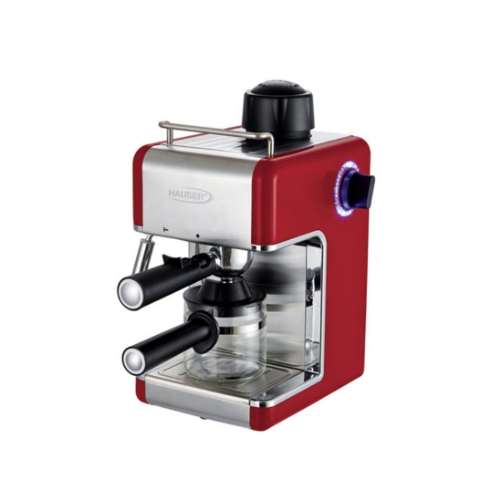 Imagine Aparat de cafea HAUSER CE-929, 800 W, 3,5 bar, funcție de abur, capacitate de 4 cești, culoare roșie