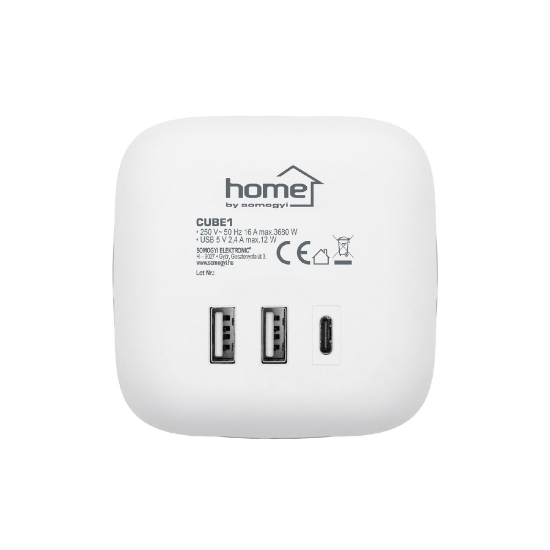 Imagine Distribuitor cub, comutator, 3 prize 16A 250V~, 2xUSB-A, 1xUSB-C